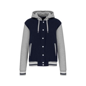 Kariban Uniszex kapucnis pul�ver, Navy/Oxford Grey/Whi