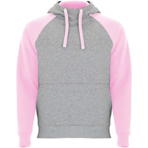 Roly Badet uniszex kapucnis pul�ver, Heather grey, Light pink